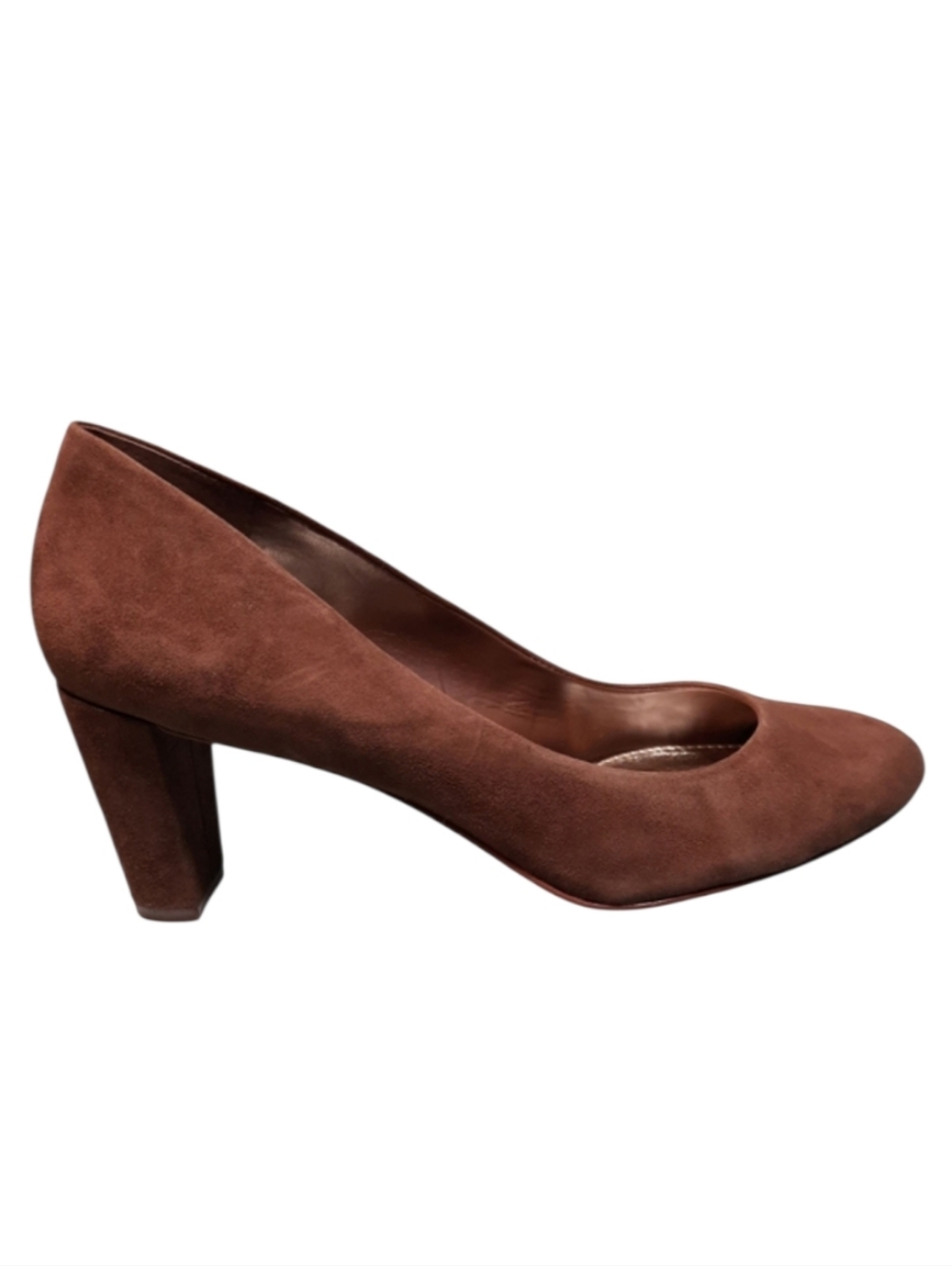 Lauren Ralph Lauren Hala Block Heel Pump Brown Suede SZ 8.5B